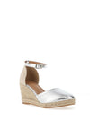 Redz Metallic Espadrille Wedge Sandals, Silver