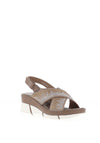 REDZ Diamante Stud Woven Wedge Sandals, Taupe