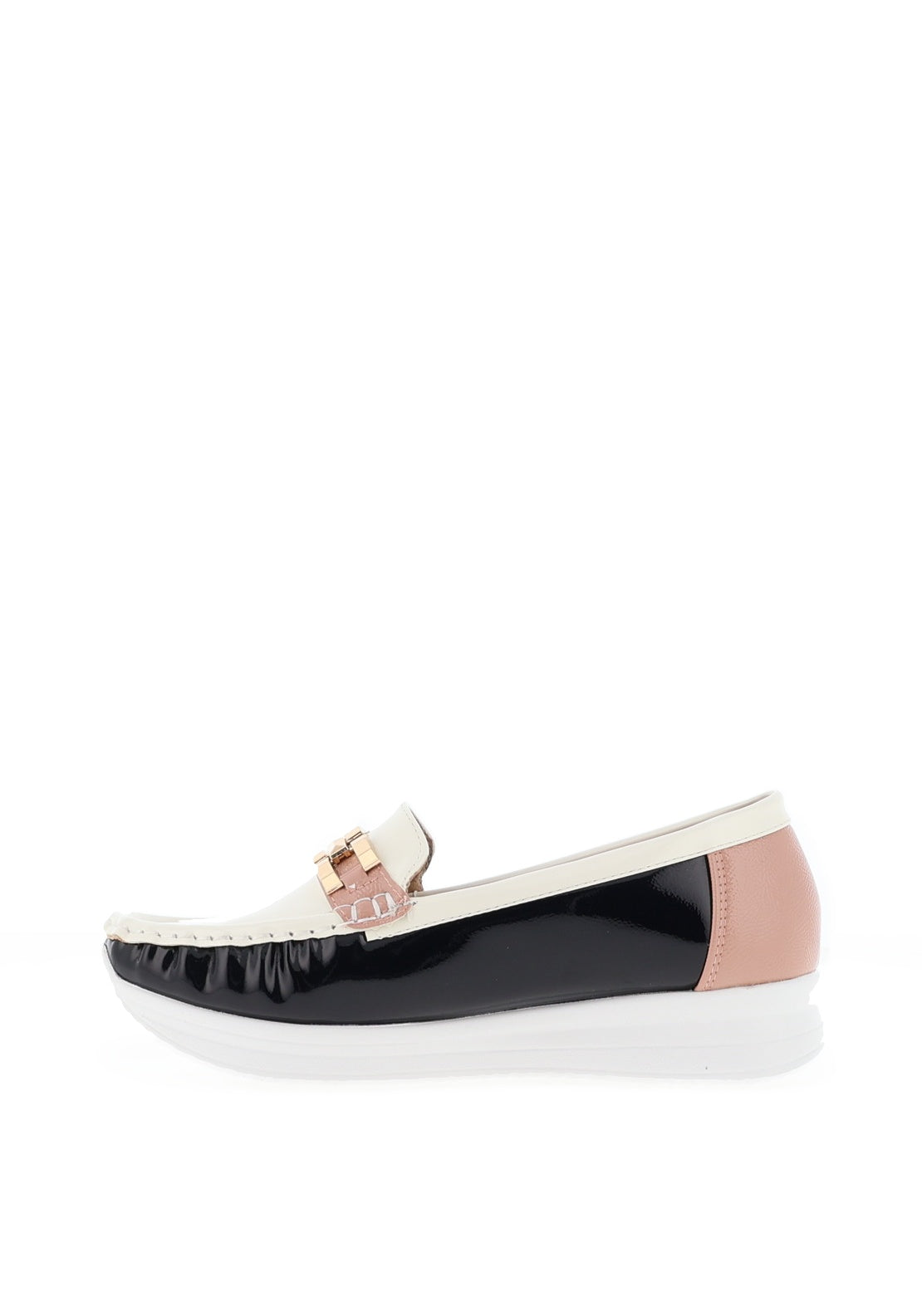REDZ Patent Desk Inspired Loafer, Navy & Salmon