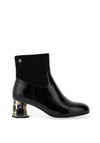 Redz Bejewelled Block Heel Ankle Boots, Black