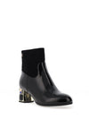 Redz Bejewelled Block Heel Ankle Boots, Black
