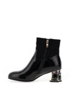 Redz Bejewelled Block Heel Ankle Boots, Black