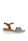Redz Woven Strap Stripe Wedge Sandals, Blue Multi