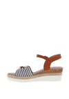 Redz Woven Strap Stripe Wedge Sandals, Blue Multi