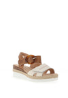 Redz Leather Velcro Strap Sandals, Beige & Tan