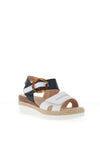 Redz Leather Velcro Strap Sandals, White & Navy