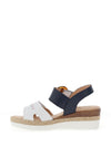 Redz Leather Velcro Strap Sandals, White & Navy