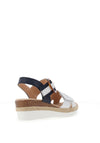 Redz Leather Velcro Strap Sandals, White & Navy