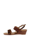 Redz Leopard Print Strap Wedge Sandals, Brown Multi