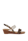 Redz Leopard Print Strap Wedge Sandals, White Multi