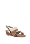 Redz Leopard Print Strap Wedge Sandals, White Multi