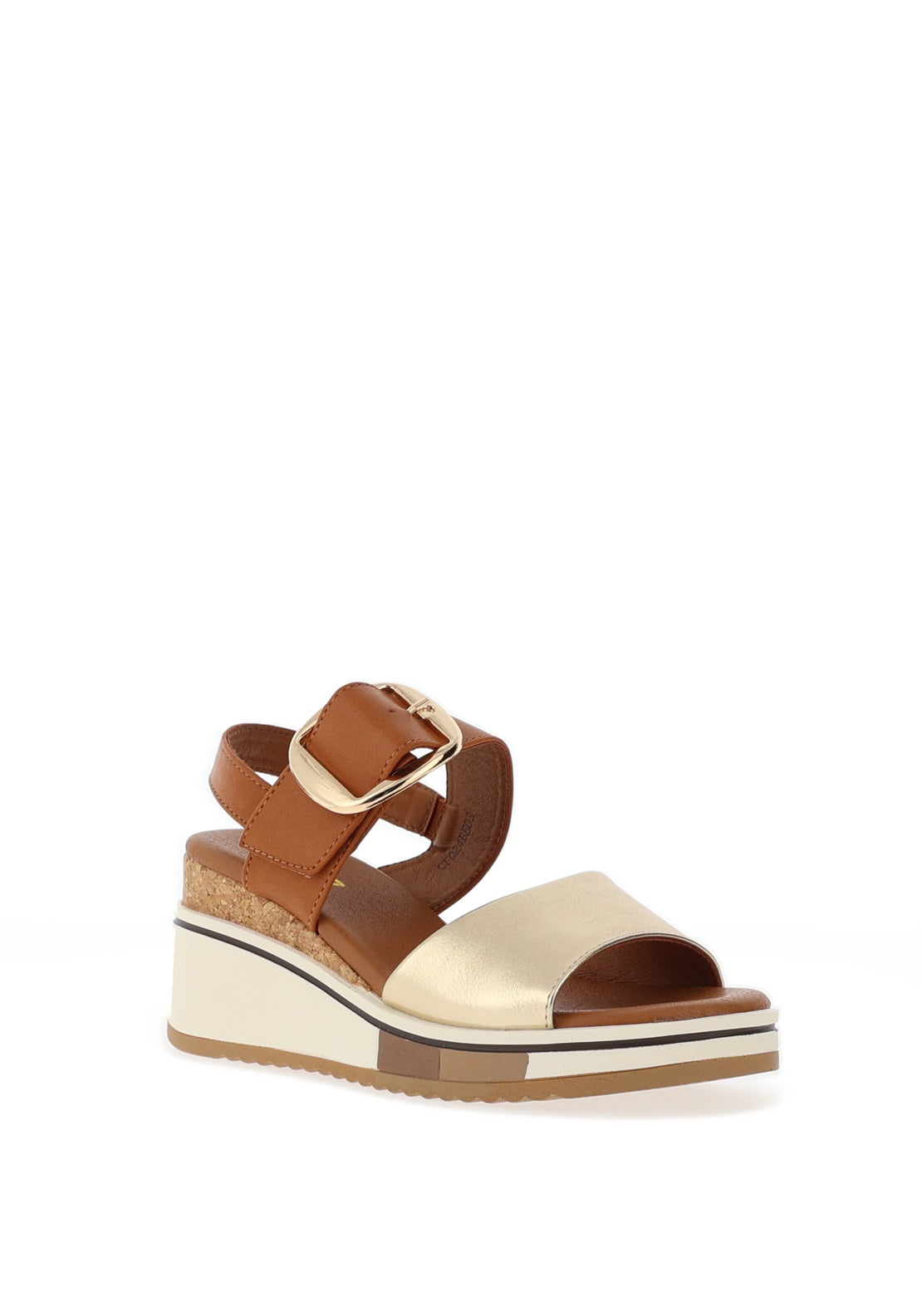 Redz Faux Leather Buckle Wedge Sandals, Tan