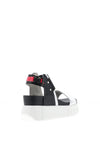 Redz Metallic Leather Retro Platform Sandals, Black Multi