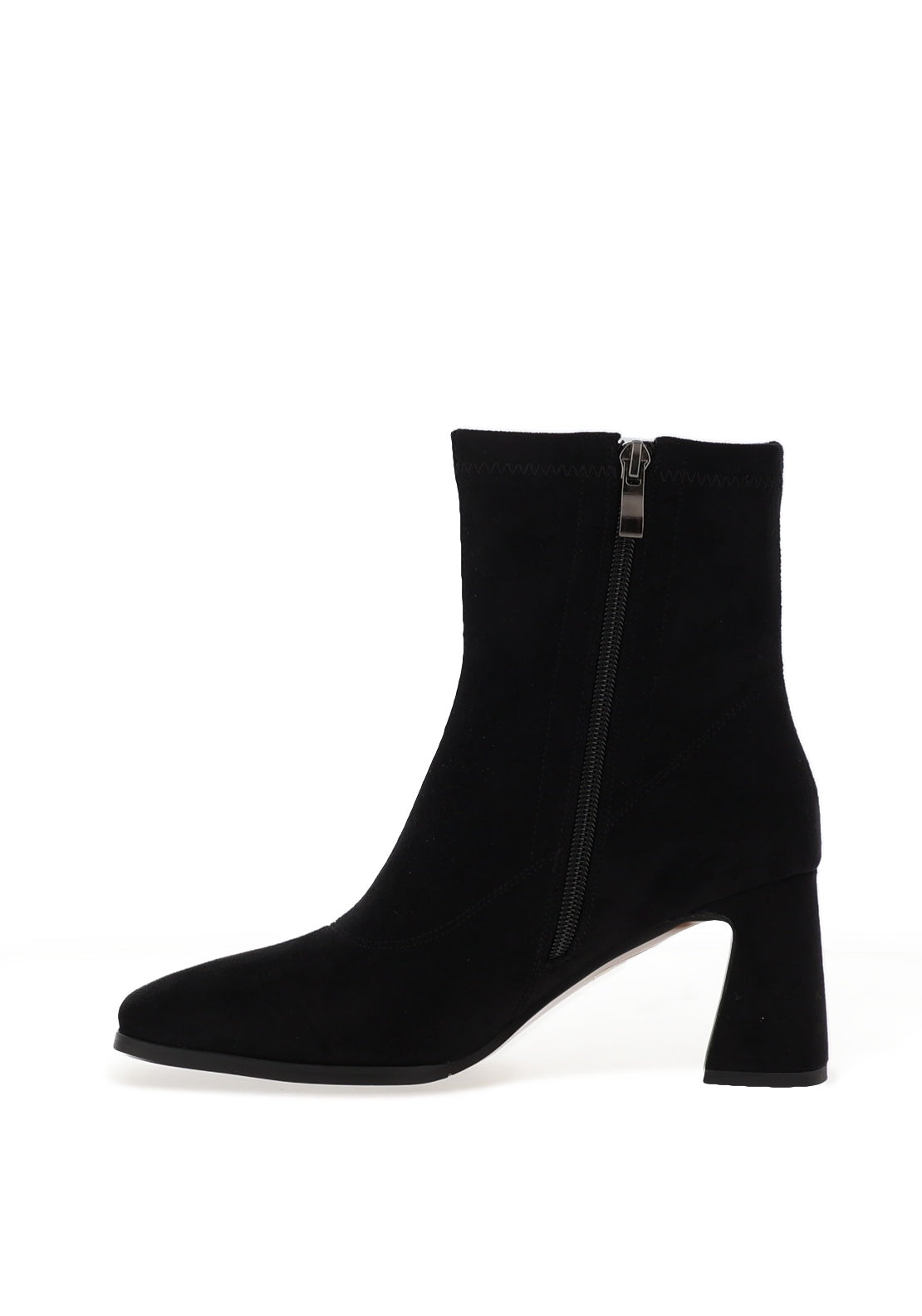 REDZ Faux Suede Square Toe High Heeled Ankle Boots, Black