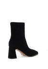 REDZ Faux Suede Square Toe High Heeled Ankle Boots, Black