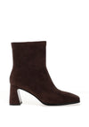 REDZ Faux Suede Square Toe High Heeled Ankle Boots, Brown