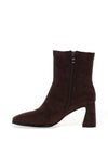 REDZ Faux Suede Square Toe High Heeled Ankle Boots, Brown