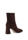 REDZ Faux Suede Square Toe High Heeled Ankle Boots, Brown