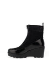 Redz Faux Patent Wedge Heeled Boots, Black