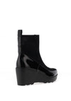 Redz Faux Patent Wedge Heeled Boots, Black