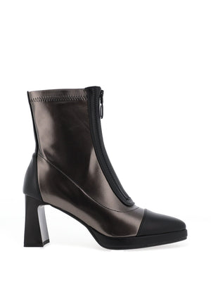 Redz Metallic Concealed Zip High Heel Boots, Black & Grey