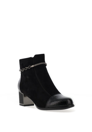 Redz Embellished Faux Suede Ankle Boots, Black