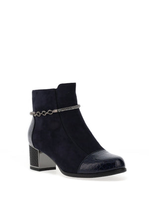 Redz Embellished Faux Suede Ankle Boots, Navy