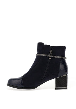 Redz Embellished Faux Suede Ankle Boots, Navy