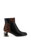 Redz Animal Print Diamante Heeled Boots, Black