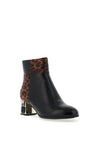 Redz Animal Print Diamante Heeled Boots, Black