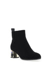 Redz Faux Suede Diamante Heeled Boots, Black