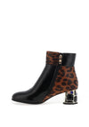 Redz Animal Print Diamante Heeled Boots, Black