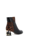 Redz Animal Print Diamante Heeled Boots, Black