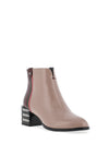 Redz Patent Tape Stripe Heeled Boots, Taupe & Burgundy