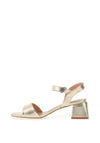 Redz Pebbled Metallic Mid Block Heeled Sandals, Gold