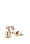 Redz Pebbled Metallic Mid Block Heeled Sandals, Gold