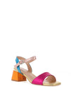 Redz Pebbled Metallic Mid Block Heeled Sandals, Rainbow
