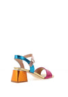 Redz Pebbled Metallic Mid Block Heeled Sandals, Rainbow