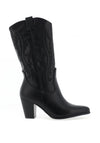 Redz Embroidered Heeled Western Boots, Black