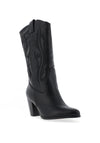 Redz Embroidered Heeled Western Boots, Black