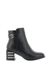 Redz Faux Snake Print Heeled Boots, Black