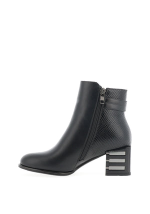 Redz Faux Snake Print Heeled Boots, Black