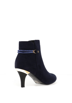 Redz Embellished Heeled Ankle Boots, Navy