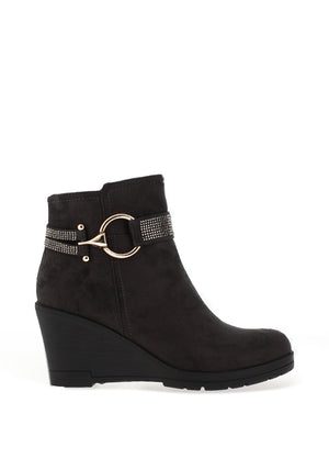 Redz Embellished Wedge Heeled Ankle Boots, Grey