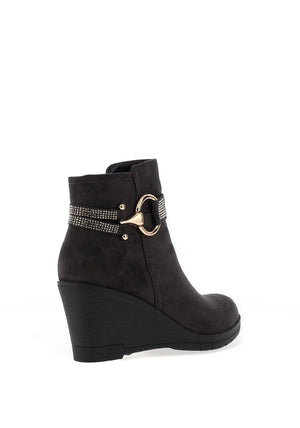 Redz Embellished Wedge Heeled Ankle Boots, Grey