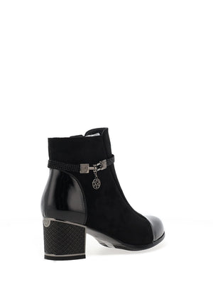 REDZ Embellished Charm Detail Heeled Ankle Boots, Black