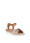 Redz Woven Strap Stripe Wedge Sandals, Beige Multi
