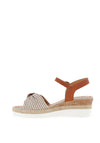 Redz Woven Strap Stripe Wedge Sandals, Beige Multi