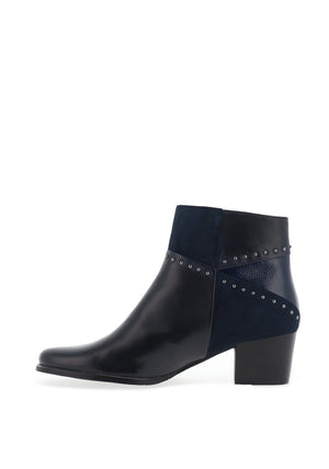 Regarde Le Ciel Isabel Mixed Leather Stud Heeled Boots, Navy
