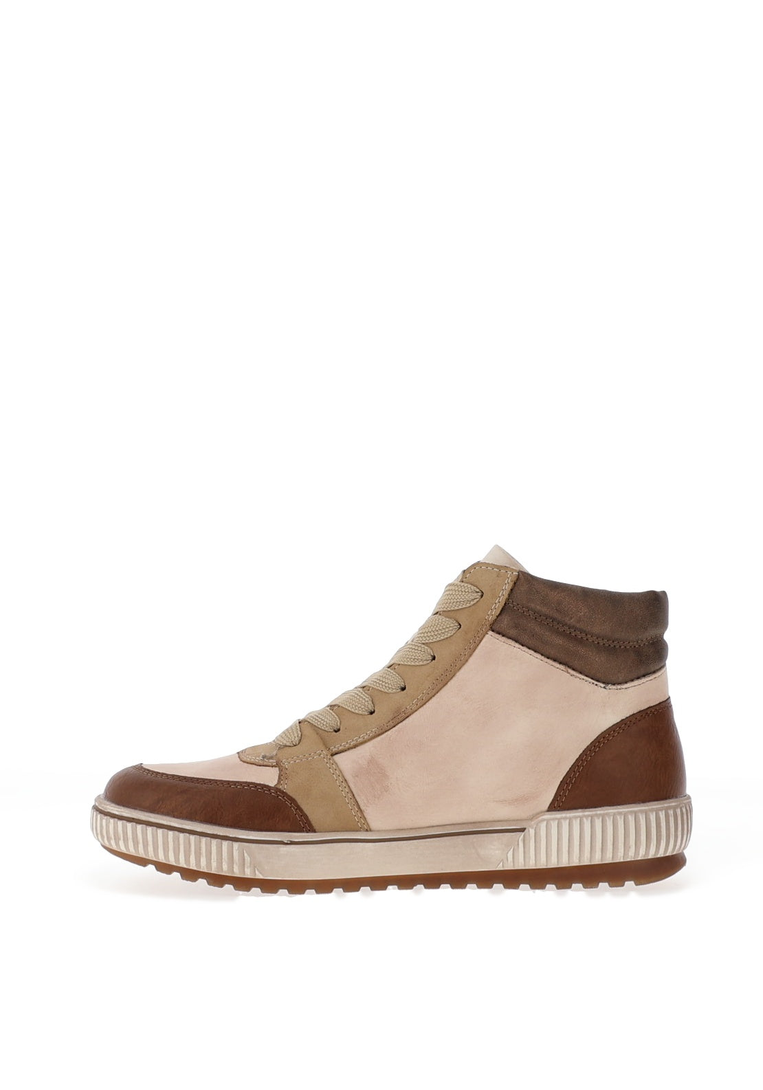 Remonte Colour Block High Top Trainers, Beige